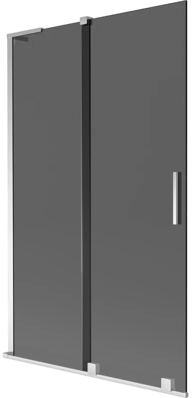 Mexen Velar L, 2-krídlová posuvná vaňová zástena 110 x 150 cm, 8mm šedé sklo, chrómový profil, 896-110-003-41-01
