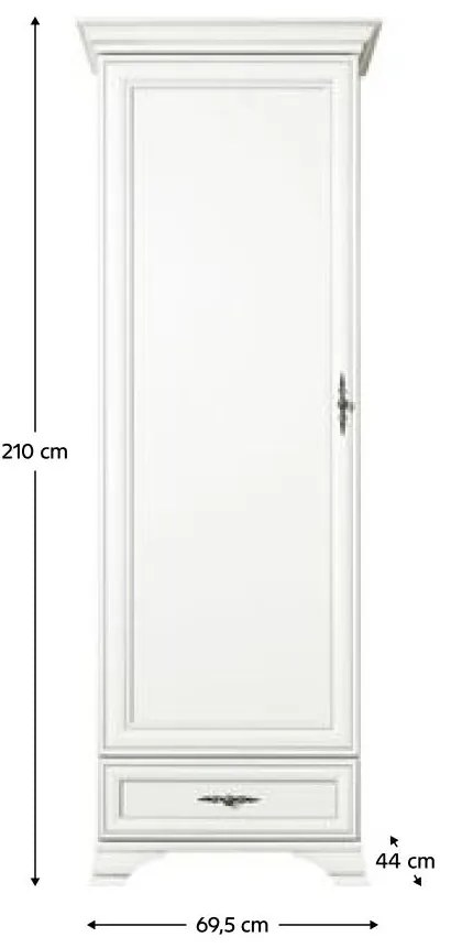 Poicová skriňa Kuito REG1D1S (alpská biela). Vlastná spoľahlivá doprava až k Vám domov. 1119565