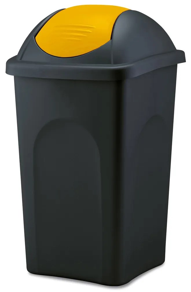 STEFANPLAST Odpadkový kôš Multipat 60 l, čierny, žlté veko