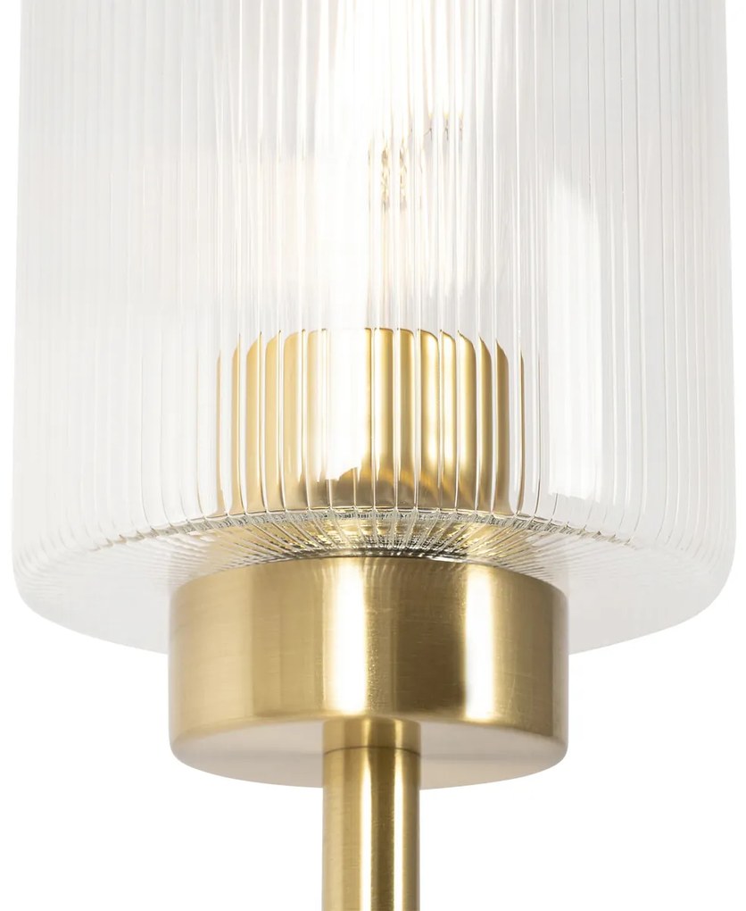 Stojaca lampa v štýle art deco zlatá so sklom 2-žiarovková - Laura