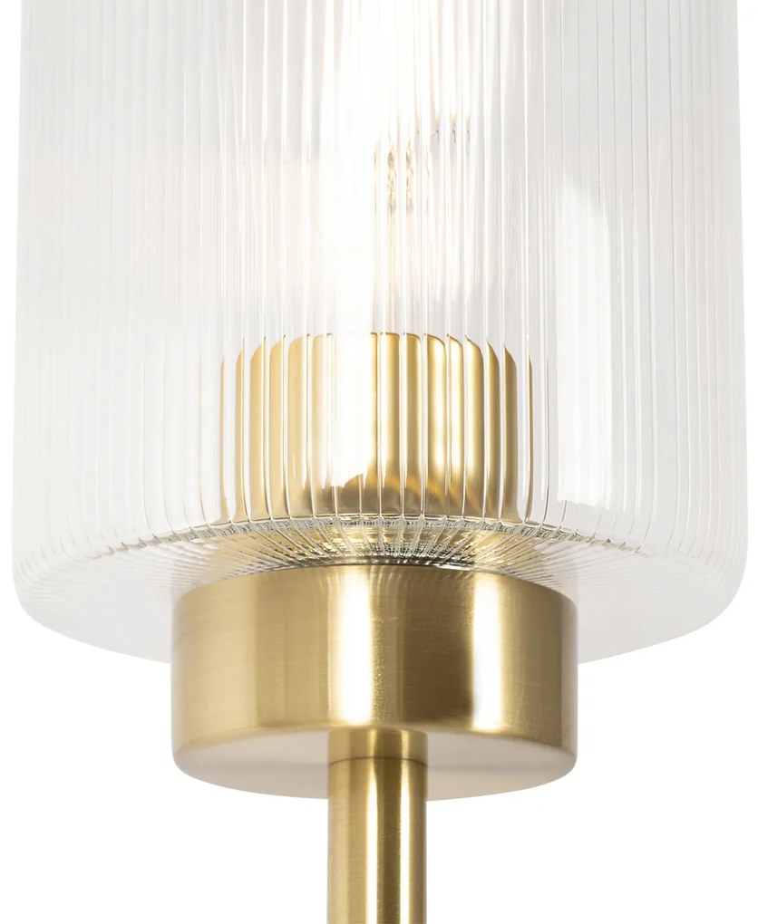 Stojacia lampa Art Deco zlatá so sklom 2-svetlo - Laura