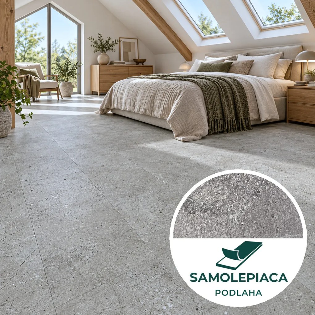 Egibi, Vinylová podlaha samolepiaca Canadian Design Betón šedý Peel & Stick, 609,6 x 304,8 mm