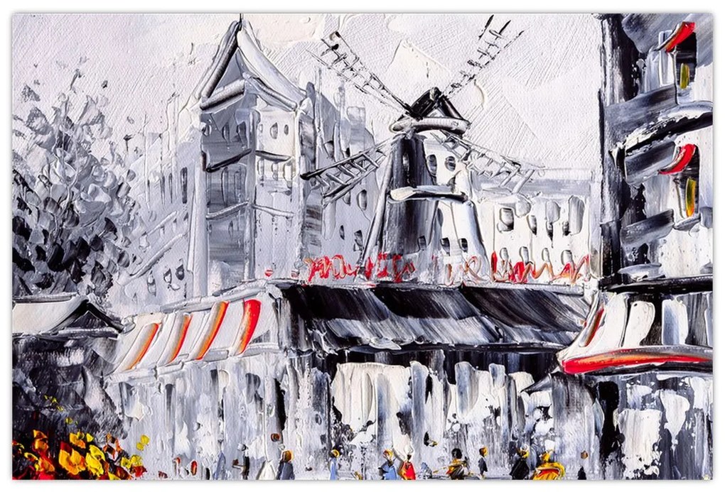 Obraz - Ulica v Paríži, olejomaľba (90x60 cm)