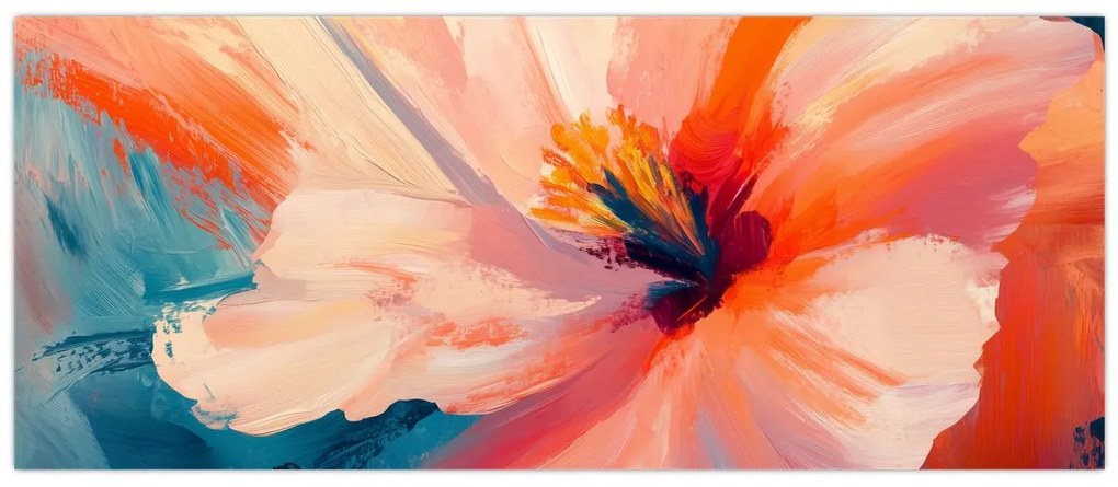 Obraz - Maľovaný kvet (120x50 cm)