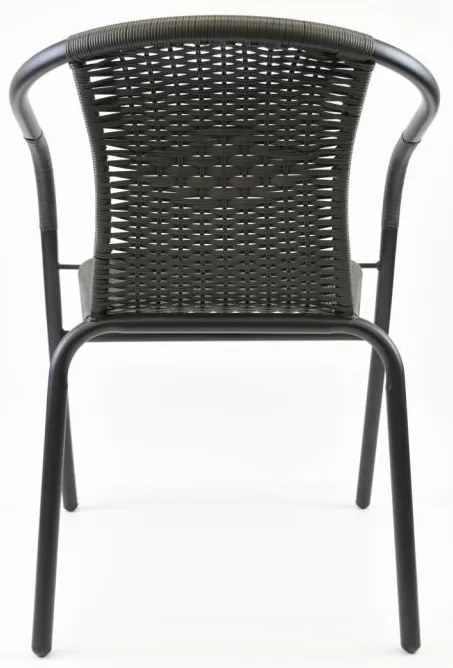 Bistro stoličky 4 ks stohovateľné polyratan a oceľ sivé D104279