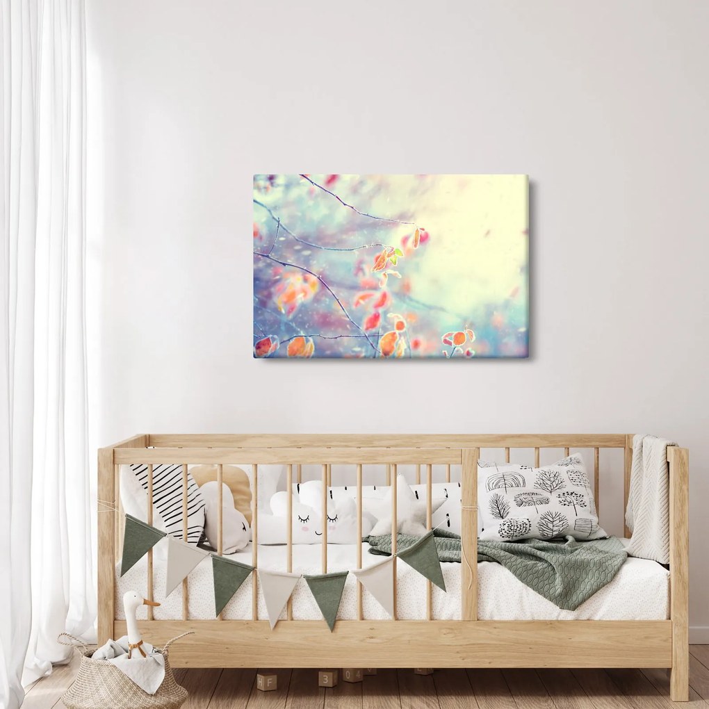 Obraz - Lístky v ľade (90x60 cm)