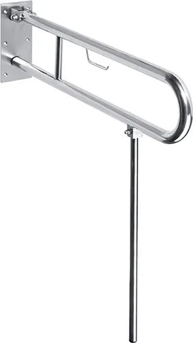 Bemeta Design HELP: Madlo, 750 mm, v tvare U, sklopné, s opornou nohou, s držiakom TP, bez krytky, nerez, lesk - 301406301N