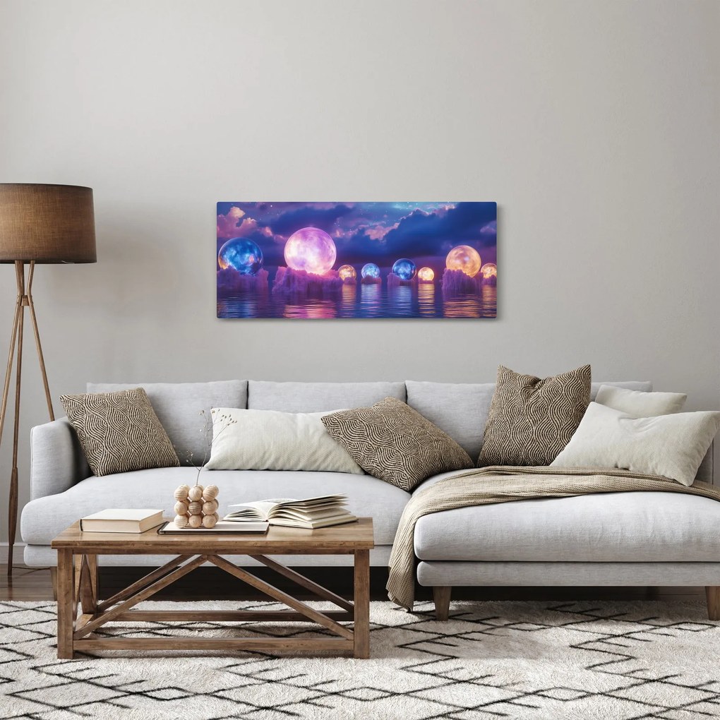 Obraz - Planéty na vode (120x50 cm)