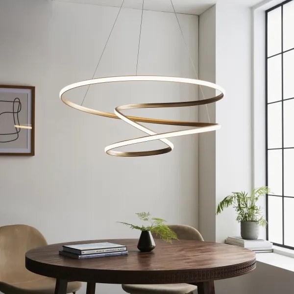 Endon 97639 - LED stmievateľný luster na lanku TWIRL LED/88W/230V 3000K zlatý