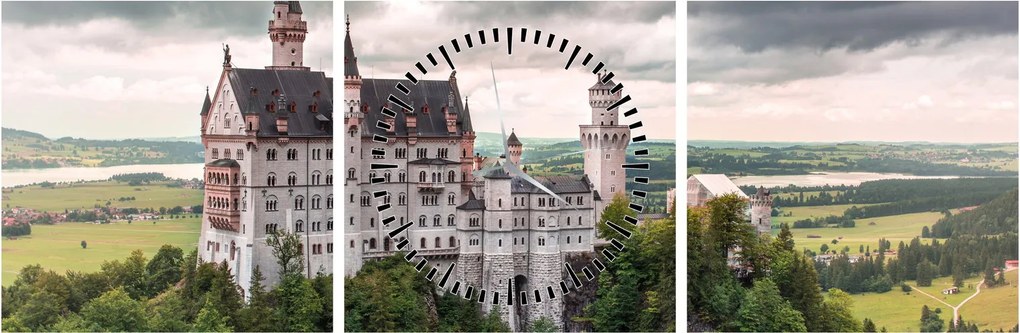 Obraz - Zámok na skalách (s hodinami) (90x30 cm)