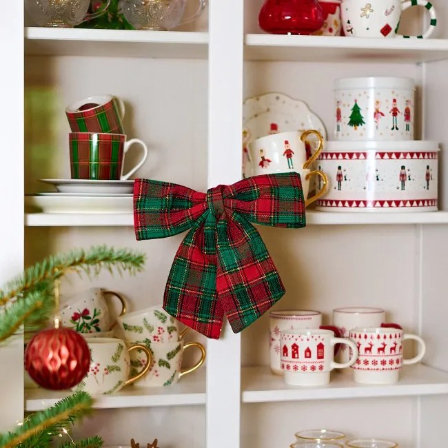 Vianočná dekorácia BOWE mašľa, károvaná 711091