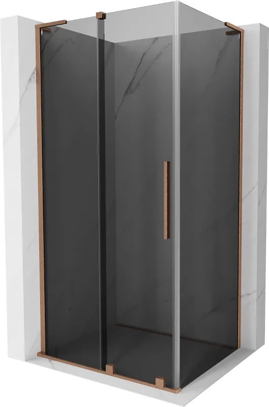 Mexen Velar L, sprchový kút s posuvnými dverami 100 x 85 cm, 8mm šedé sklo, medená matná, 871-100-085-43-65