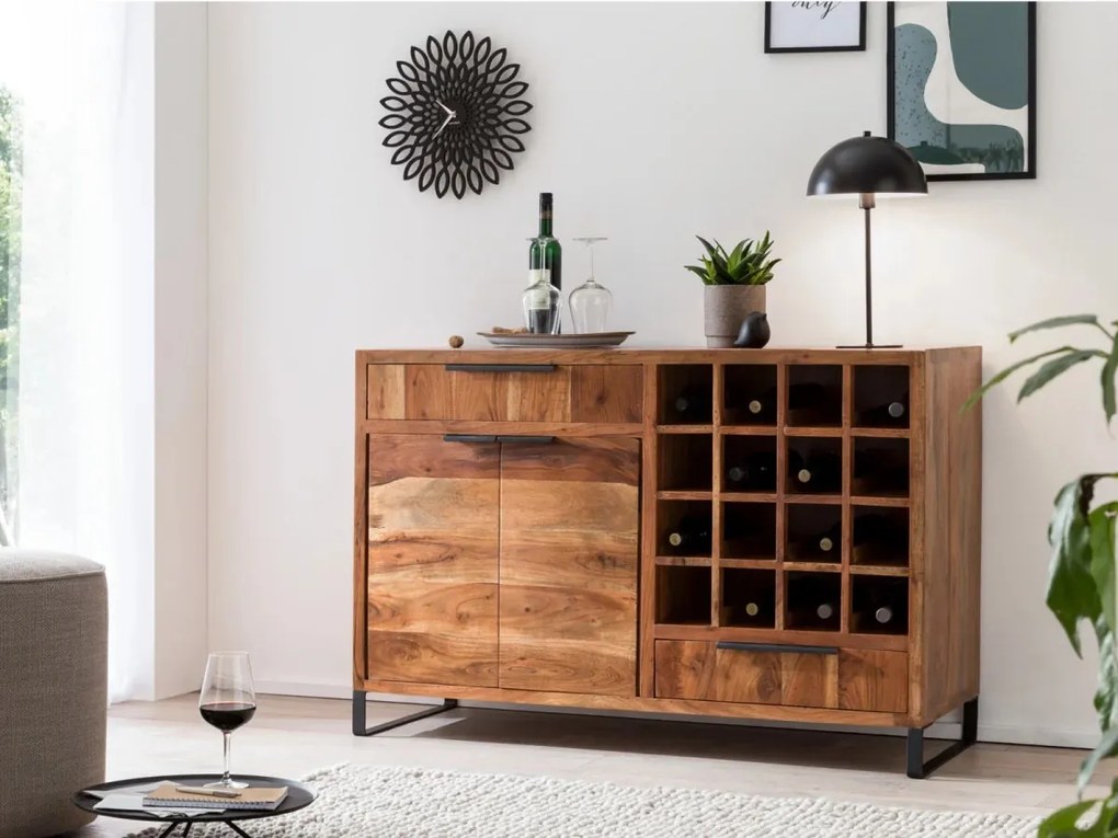 furniture-nabytek.cz - Masivní komoda Sydney z akácie, lakovaná, hnědá – 126×45×84 cm