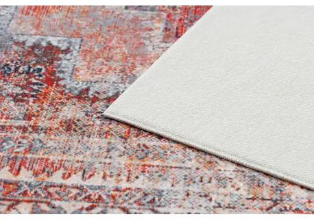 ANDRE 1684 umývací koberec vzor rámu, vintage protišmykový - červený Veľkosť: 80x150 cm