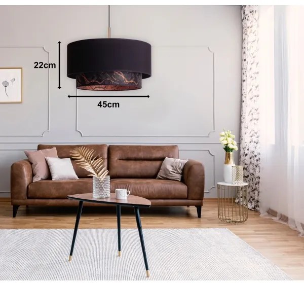 Duolla - Luster na lanku NANTES 1xE27/15W/230V pr. 45 cm čierna/medená