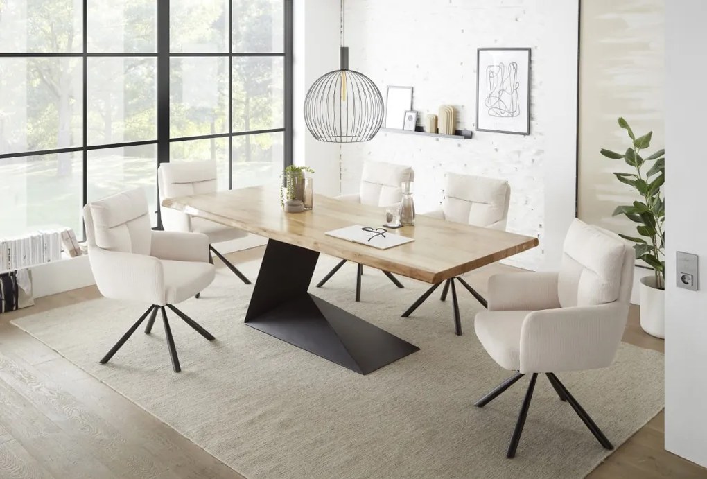 Otočná jedálenská stolička Sofia, svetlo béžová štruktúrovaná látka