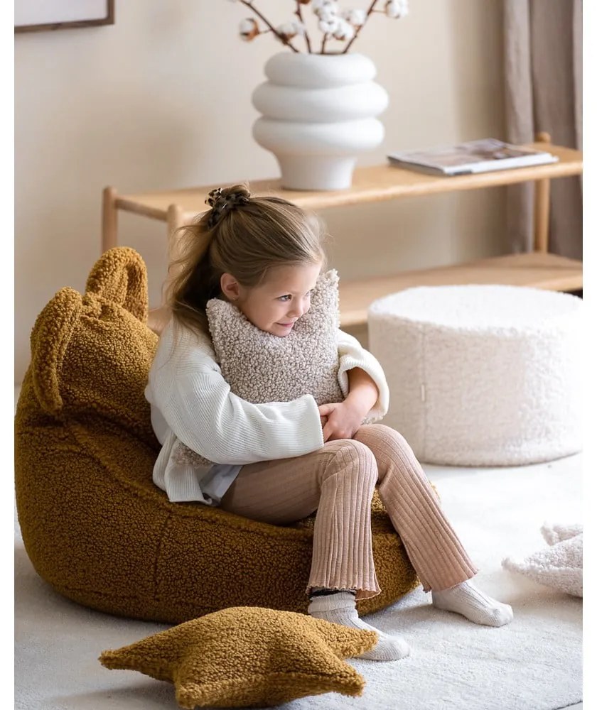 Krémový detský puf z textílie buklé – Wigiwama