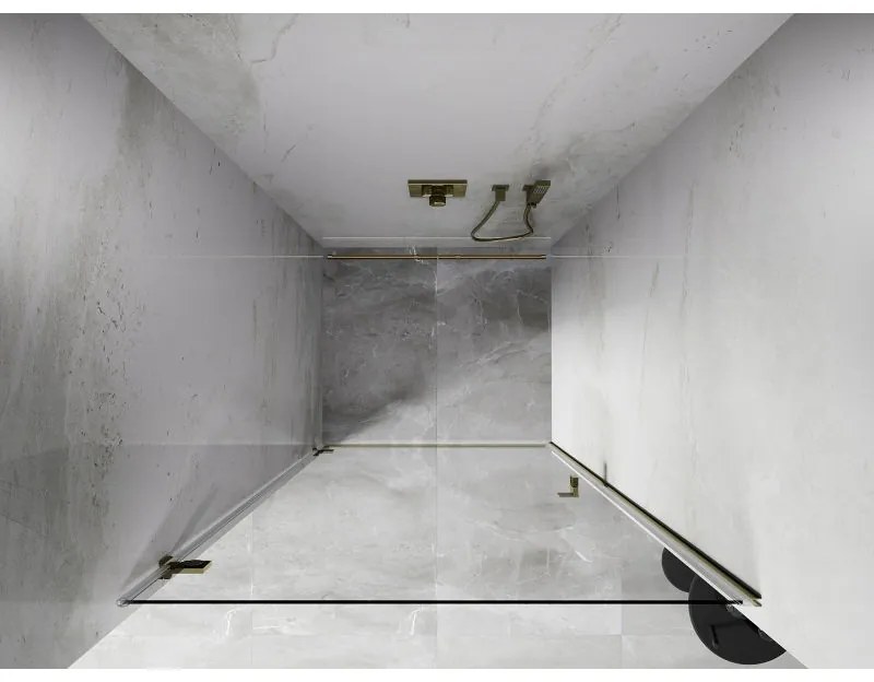 Mexen, Mexen Lunar-B Otočné ľavé sprchové dvere 90 cm, transparentné, zlaté - 832-090-000-50-00-L