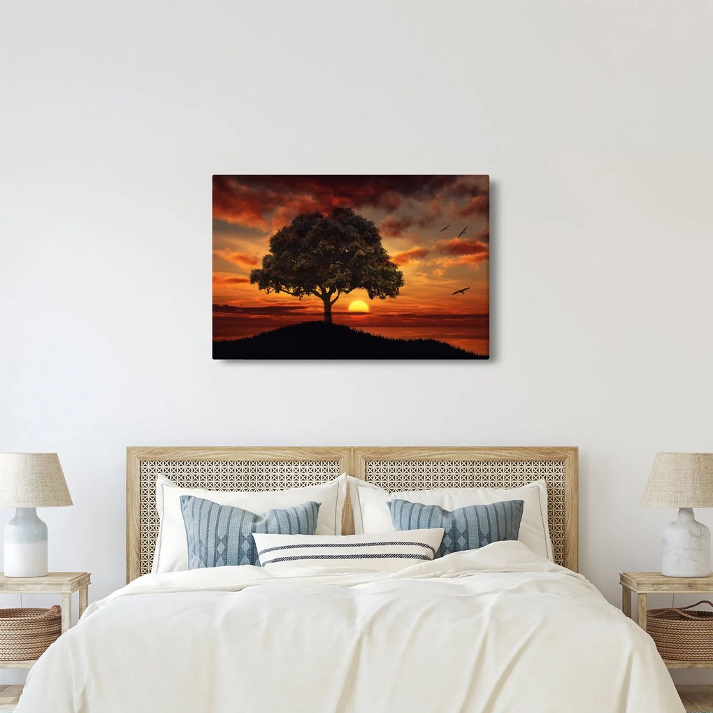 Obraz stromu pri západe slnka (90x60 cm)