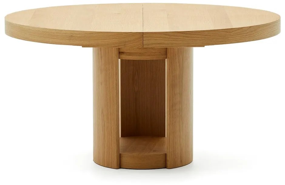 Okrúhly rozkladací jedálenský stôl s prídavnou doskou v dekore duba ø 150 cm Artis – Kave Home