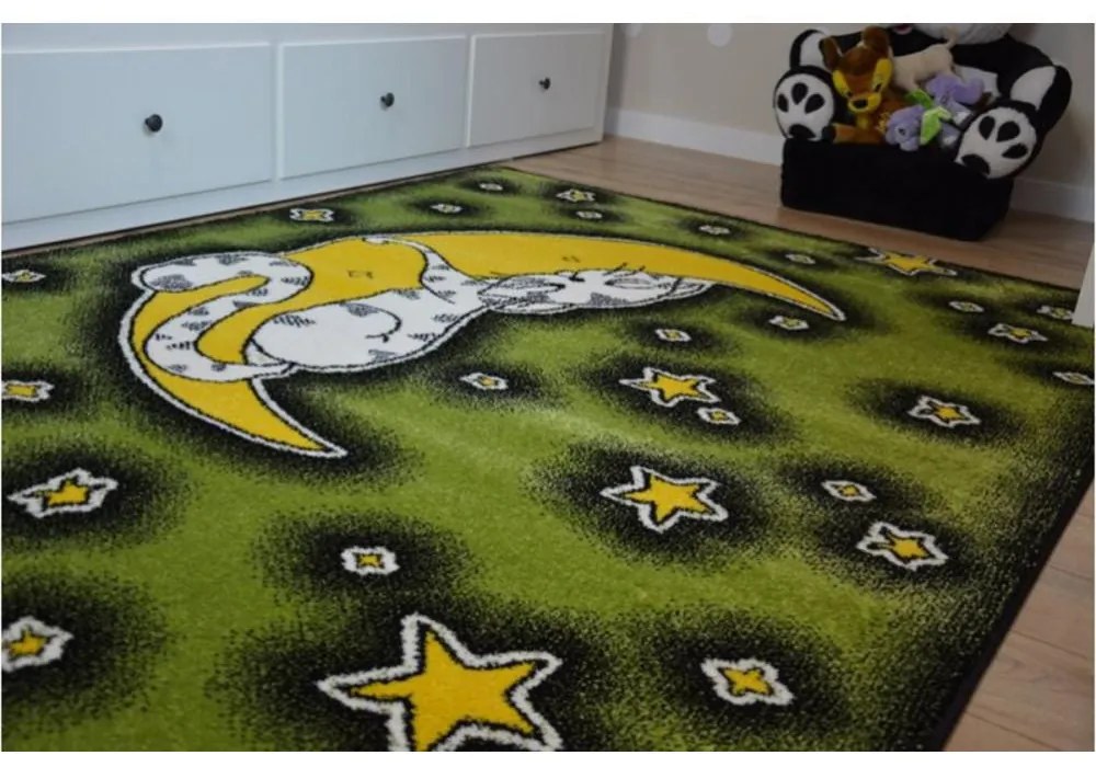 Detský kusový koberec Nočná obloha zelený 140x190cm