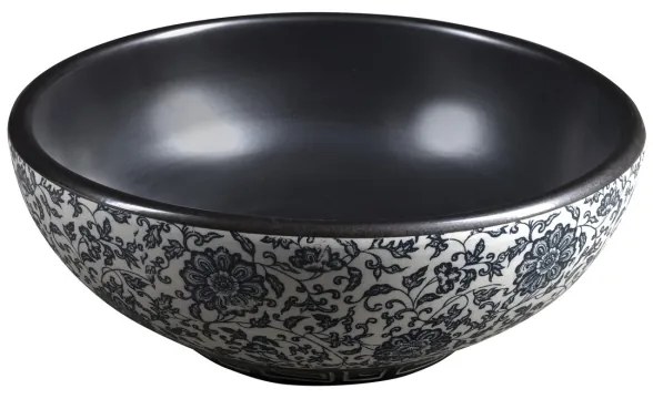 Sapho - Umývadlo na dosku PRIORI pr. 41 cm čierna/biela