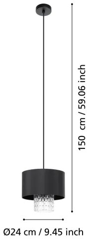 Eglo 39977 - Luster na lanku SAPUARA 1xE27/40W/230V čierna