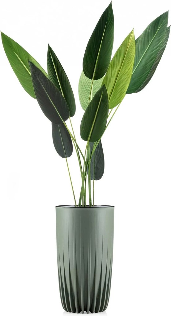 Květináč STRIPPED ECO II 30 cm šedo-zelený