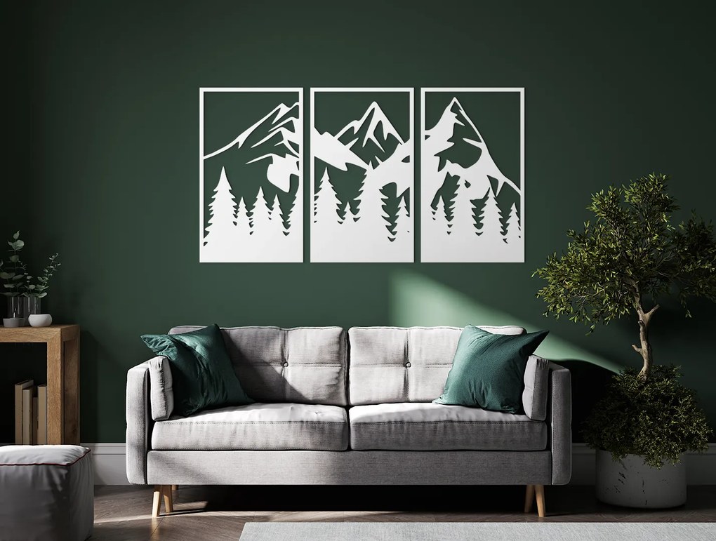 drevko Viacdielny obraz Vrchy nad lesom Rozmer obrazu: 35 x 65 cm, Farba dekorácie: Čierna