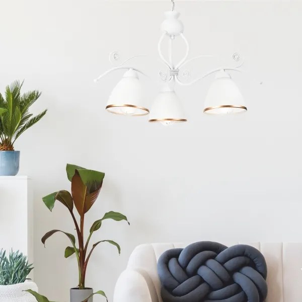 Luster na reťazi RETRO II 3xE27/60W/230V biela