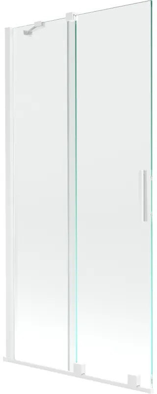 Mexen Velar, 2-krídlová posuvná vaňová zástena 95 x 150 cm, 8mm číre sklo, biely profil, 896-095-000-01-20