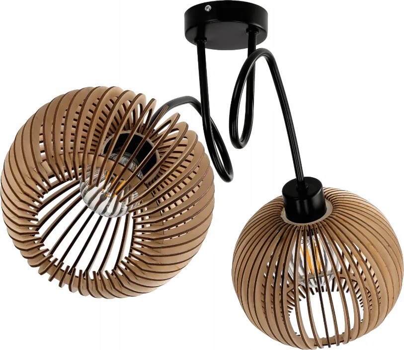 Stropná lampa LOFT WRAPPED 2XE27 WOODEN