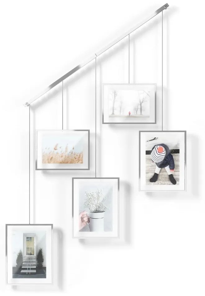 Kovové rámčeky na stenu v striebornej farbe v súprave 5 ks 70x80 cm Exhibit – Umbra