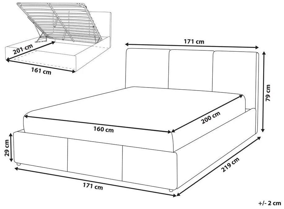 Manželská posteľ 160 cm Belize (béžová) (s roštom) (s úl. priestorom). Vlastná spoľahlivá doprava až k Vám domov. 1078180