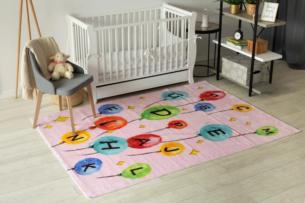 Koberec PLAY balóniky, písmená abeceda G3548-3, ružový