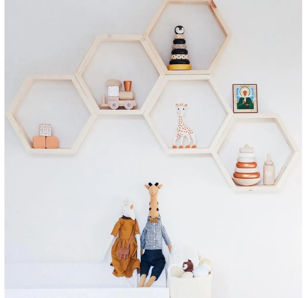 SADA 5x Nástenná polica RAF 36x31 cm smrek