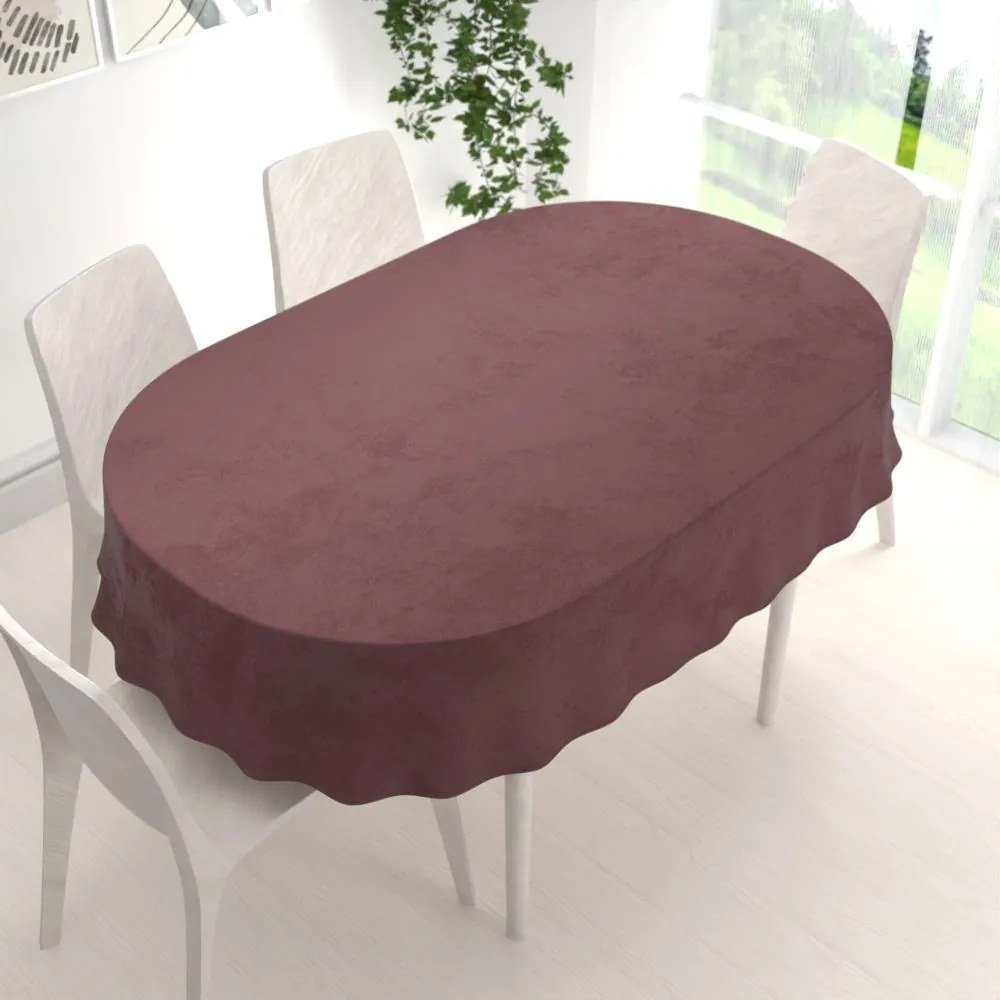 Biante Veľký zamatový oválny obrus Velvet Premium SVP-019 Hnedofialový 160x220 cm