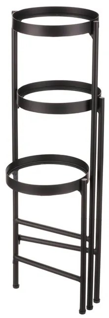 Autronic BONTEC Stojan na kvety - 3 poschodový, kovový so sklom Farba: Čierna