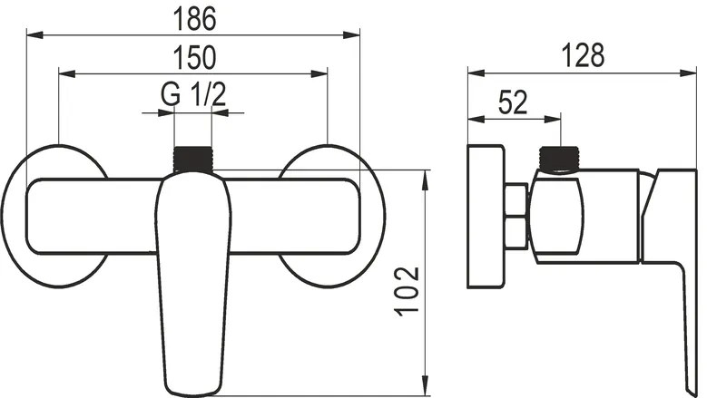 Novaservis Metalia 58, sprchová batéria bez príslušenstva s horným vývodom 150 mm, čierna matná, 58062/1-5