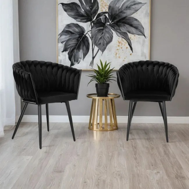 Jedálenská stolička COFTON zamatová, čierna