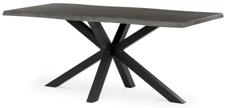 Stůl jídelní, 180x90x76 cm, MDF, kov, šedý dub, černá