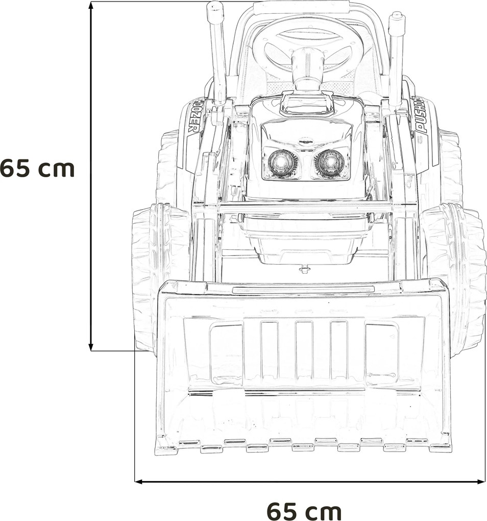 Ramiz Detský traktor na batérie žltý + pohyblivé rameno s lyžicou + diaľkové ovládanie + pomalý štart + FM rádio + LED