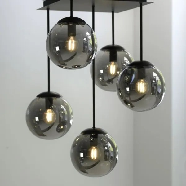 JUST LIGHT. 14602-18 - Luster na tyči WIDOW 5xE14/25W/230V čierna