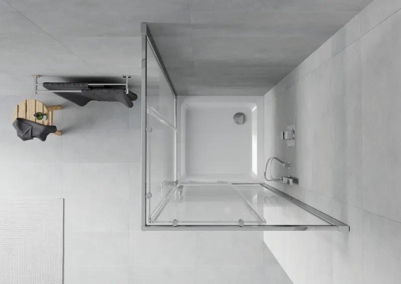 Mexen Rio štvorcový sprchovací kút 90 x 90 cm, 6mm sklo, číre sklo/pásy, chrómový profil + slim sprchová vanička 5cm, 860-090-090-01-20-4010