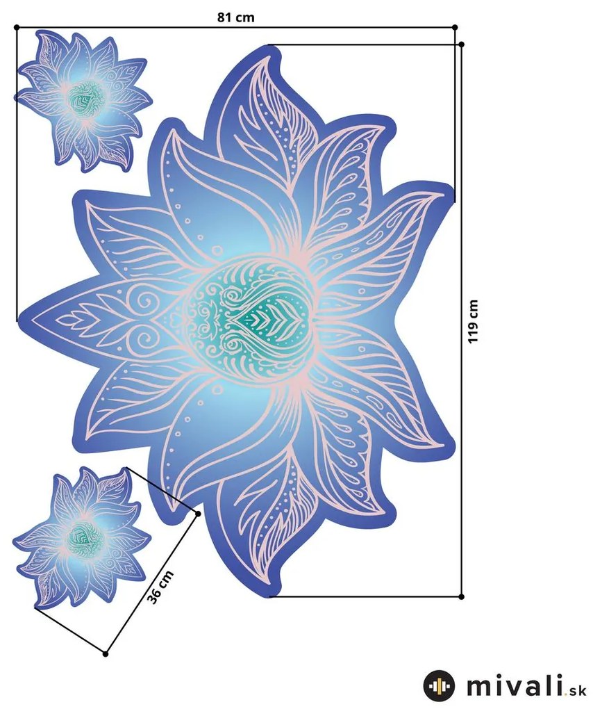 Samolepky na stenu - Lotosová mandala modrá