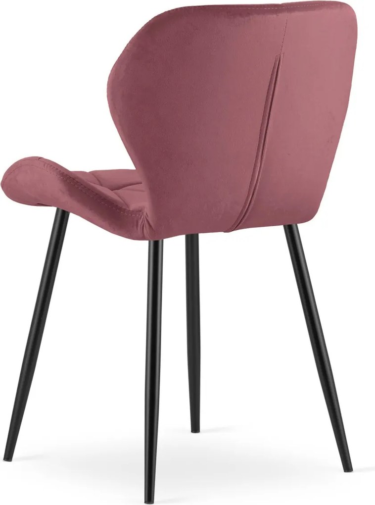 Jedálenská stolička MANGO VELVET s čiernymi nohami, tmavoružová