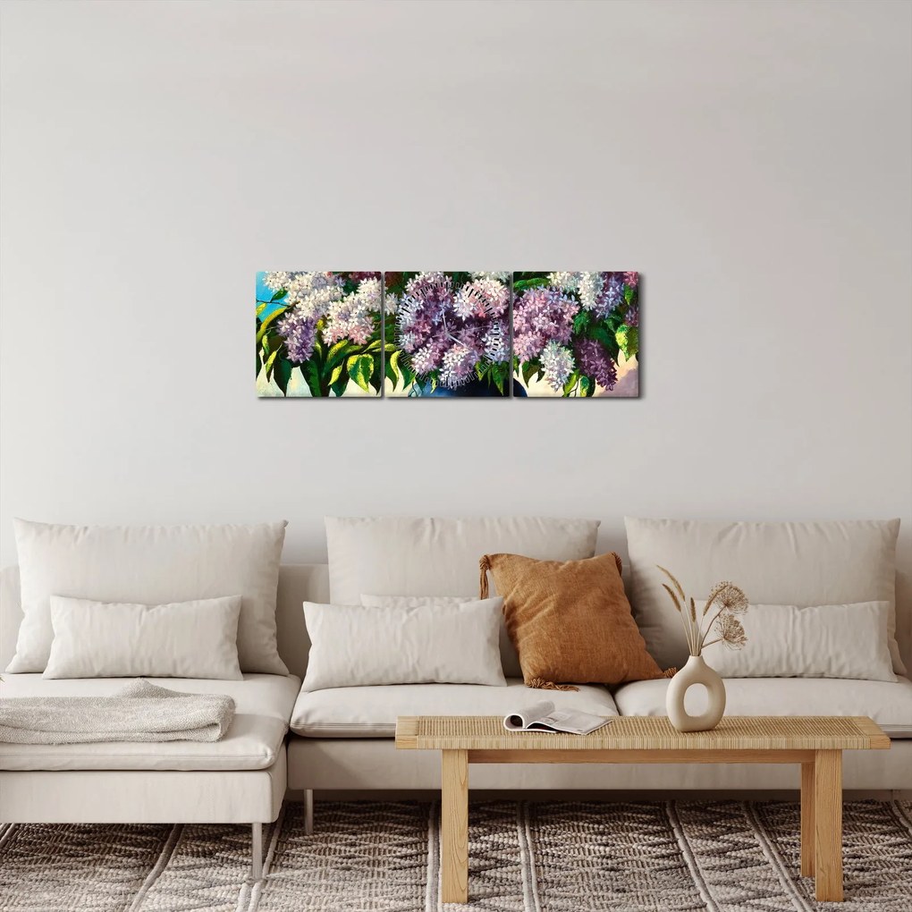 Obraz - Kytica orgovánu (s hodinami) (90x30 cm)