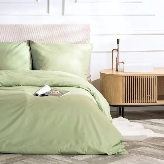 Bavlnené obliečky Matcha 140×200 + 70×90 cm – zelené, 100 % bavlna, jemné a priedušné