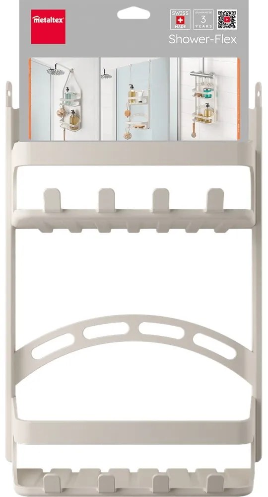 Sivá závesná plastová kúpeľňová polička – Metaltex