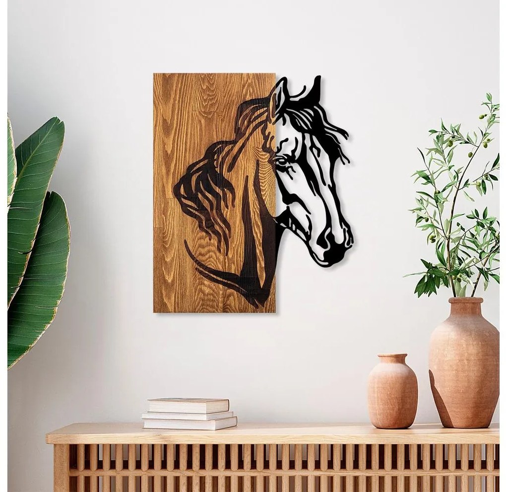 Asir Nástenná dekorácia 48x58 cm kôň drevo/kov AS1641